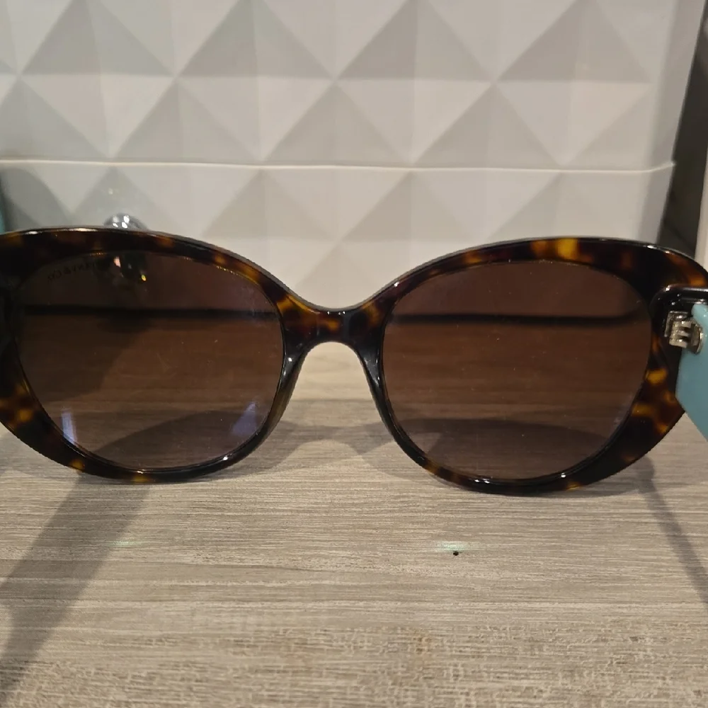 Tiffany & Co. Dark Brown Sunglasses with Turquoise Case - Picture 6 of 16
